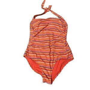 Women's Lascana Venus Swimsuit One Piece  Muti Orange Halter Top SZ 16 VGC Charm